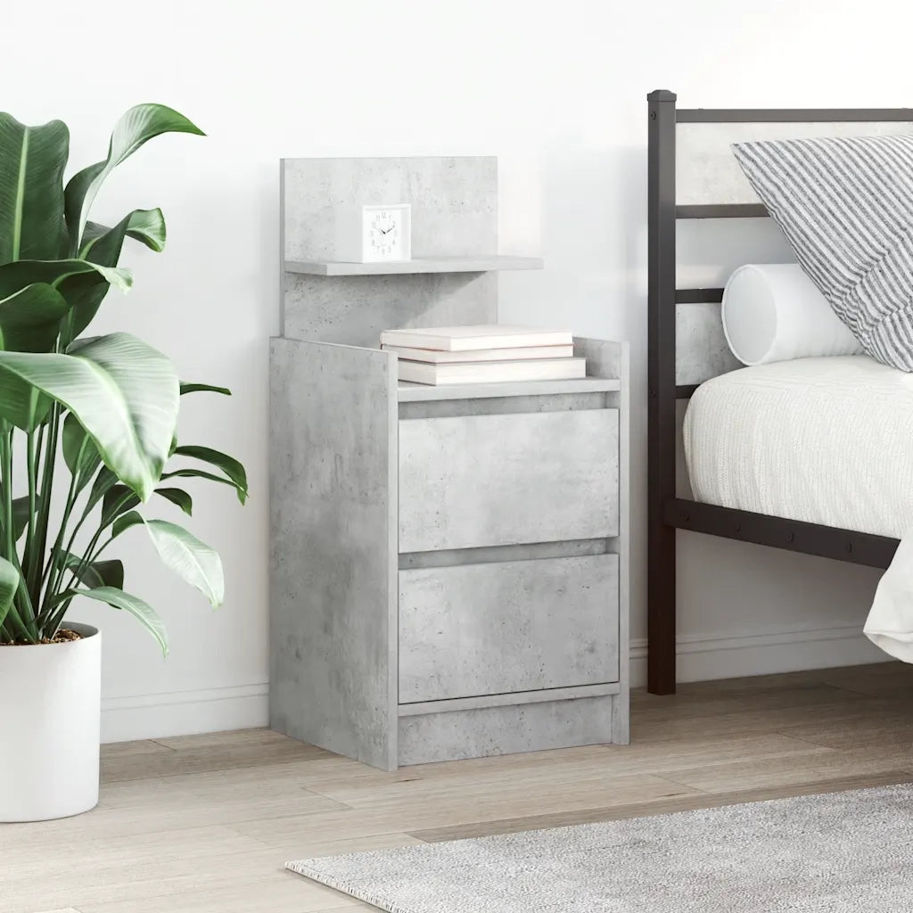 Comodino con 2 Cassetti Grigio Cemento 38x34x80 cm 861361