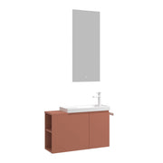 Set mobile lavabo con specchio (2 pezzi) "Ferla 80" - 80 x 22 x 45 cm - Cinnamon opaco