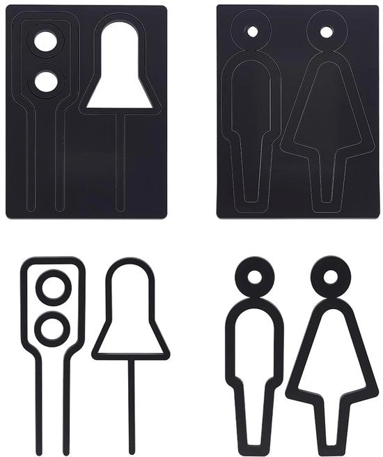 Bordi Acrilici per Bagno 2 pezzi - Decorazione per Bagno - Superficie Autoadesiva - Decorazione per Parete - Nero - Dimensioni 15,8 x 11,4 cm / 17 x 13 cm - Sticker per Bagno
