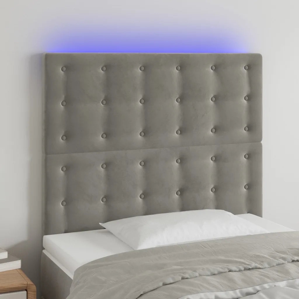 Testiera a LED-Testata con LED Grigio Chiaro 100x5x118/128 cm in Velluto 711754