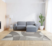 Tappeto Arredo Moderno Morbido in Ciniglia Ingresso Antiscivolo Prodotto Italiano  Soggiorno Camera Salotto Disegni Piazzati Cotone Varie Misure Grande Hills/Grigio - 115x175 cm