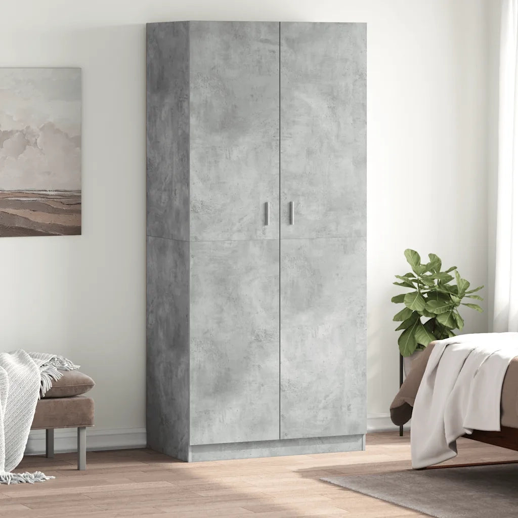 Armadio Grigio Cemento 90x52x200 cm in Legno Multistrato