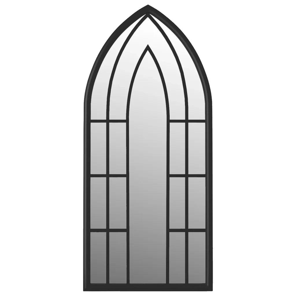 Specchio da Giardino Nero 70x30 cm in Ferro per Uso Esterno 318356