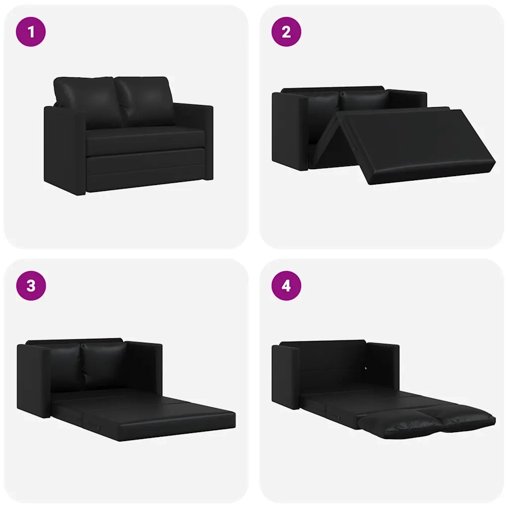 Divano Letto da Terra 2 in 1 Nero 112x174x55 cm Similpelle 353973