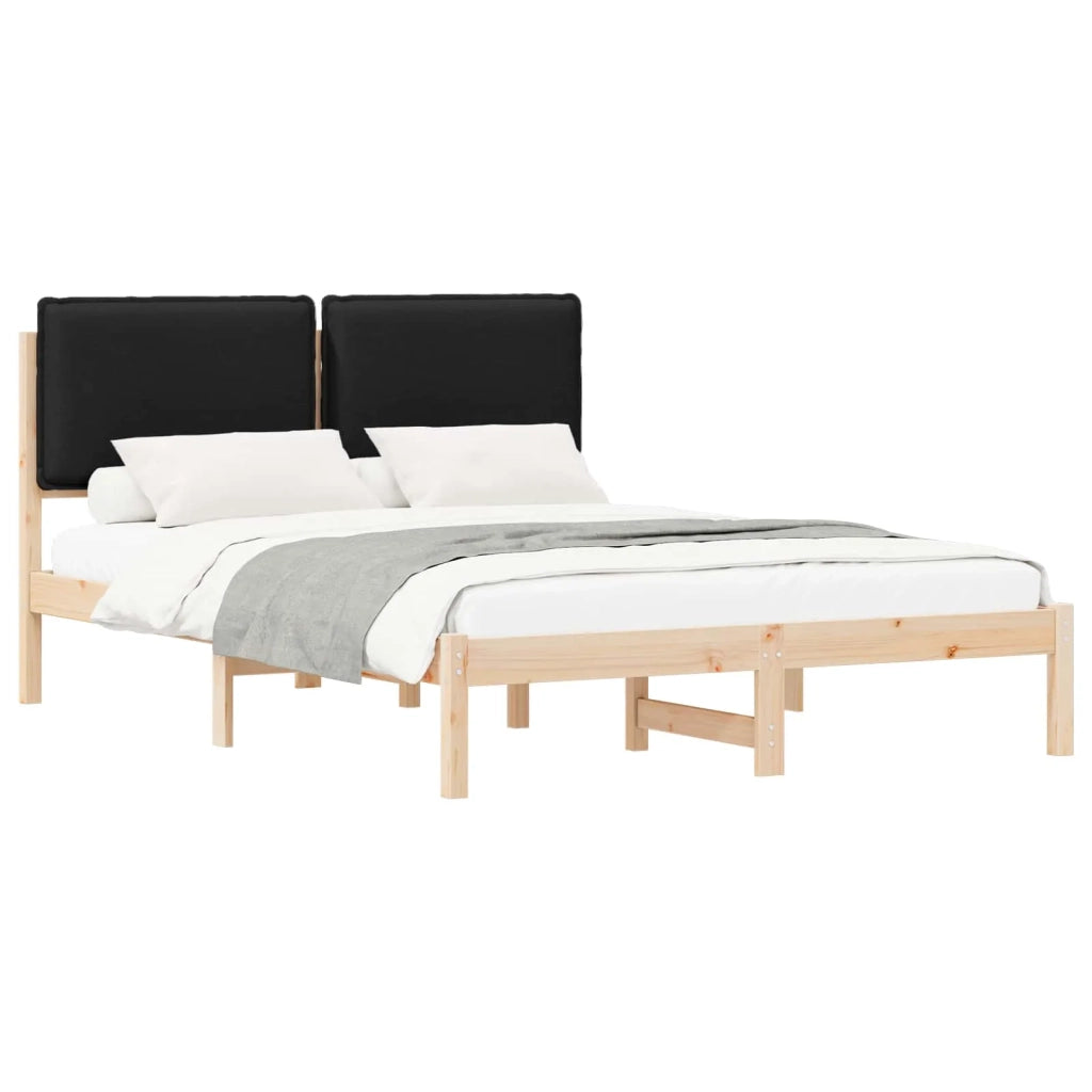 Letto con Testiera Rivestita-Struttura Letto con Testiera Nero 120 x 190 cm Pino massello 323659