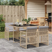 Set da Pranzo da Giardino 5 pz con Cuscini Beige in Polyrattan 3210720