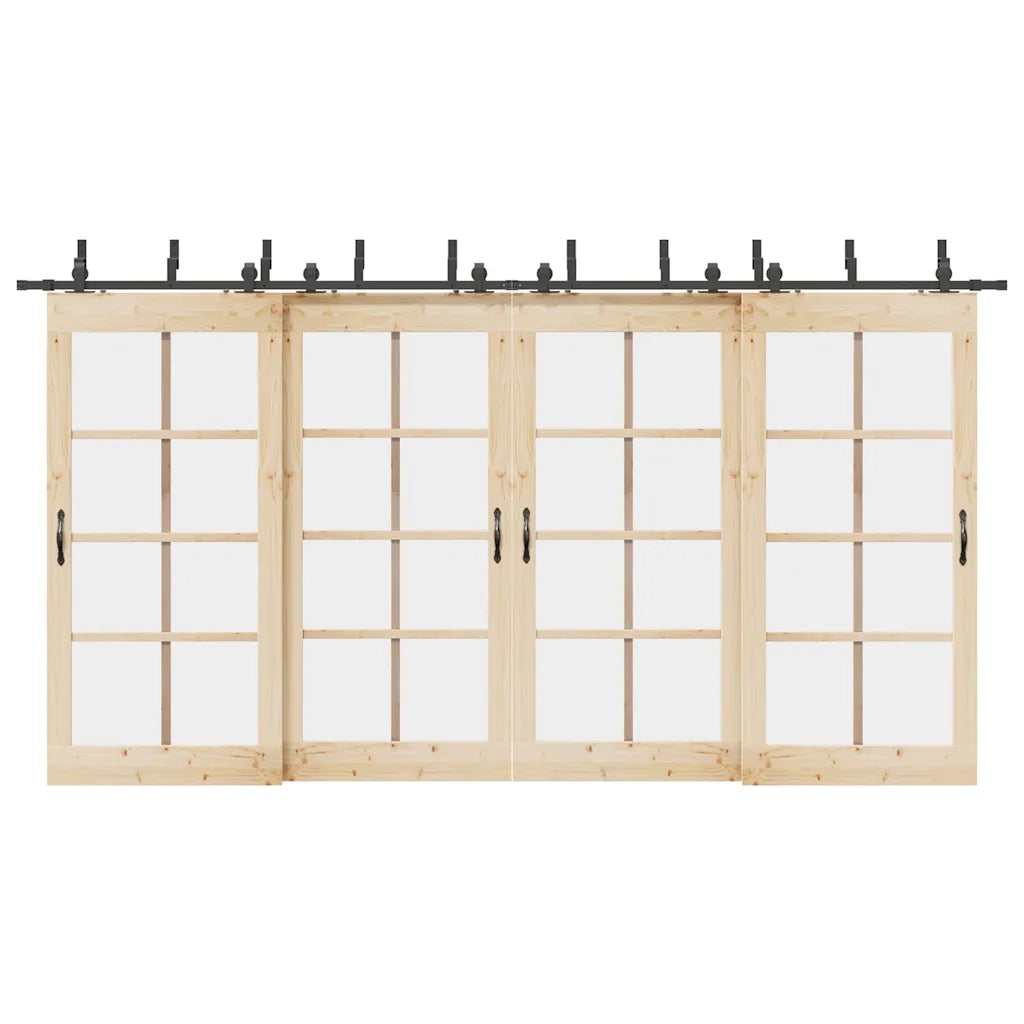Kit di Binari per Porte Scorrevoli 427 cm Acciaio Nero CFW2024276