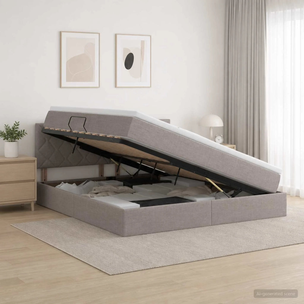 Letto con contenitore LED e materasso Tortora 140 x 200 cm 3459132