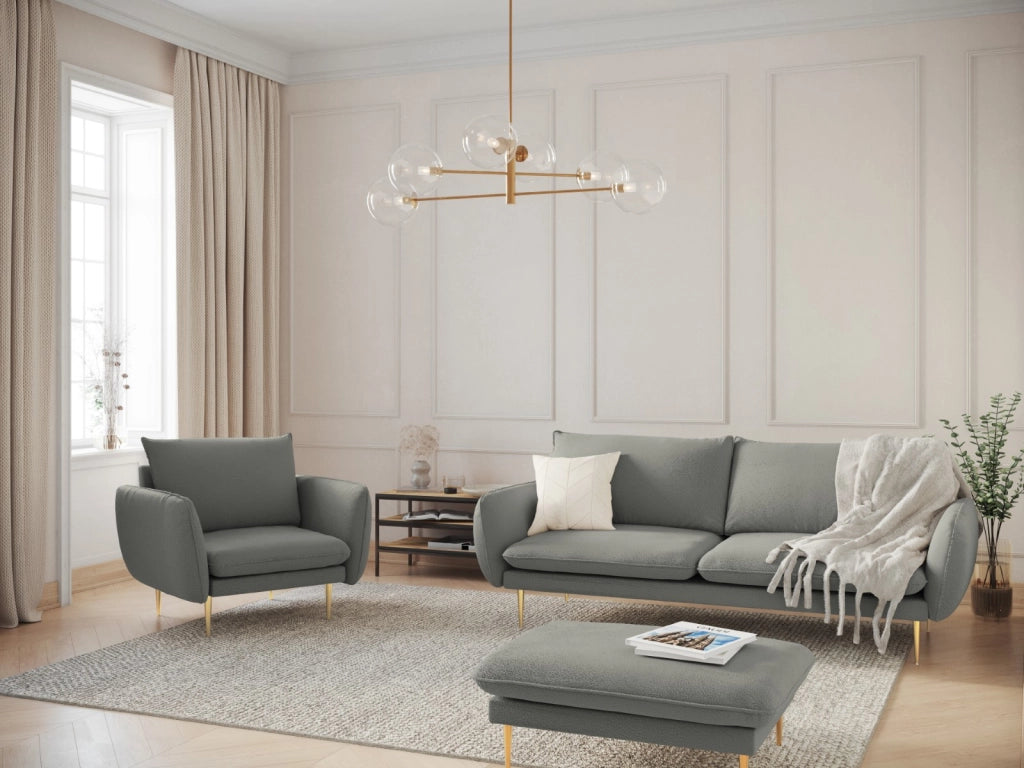 Cosmopolitan Design - Pouf "Vienna" in bouclé grigio 