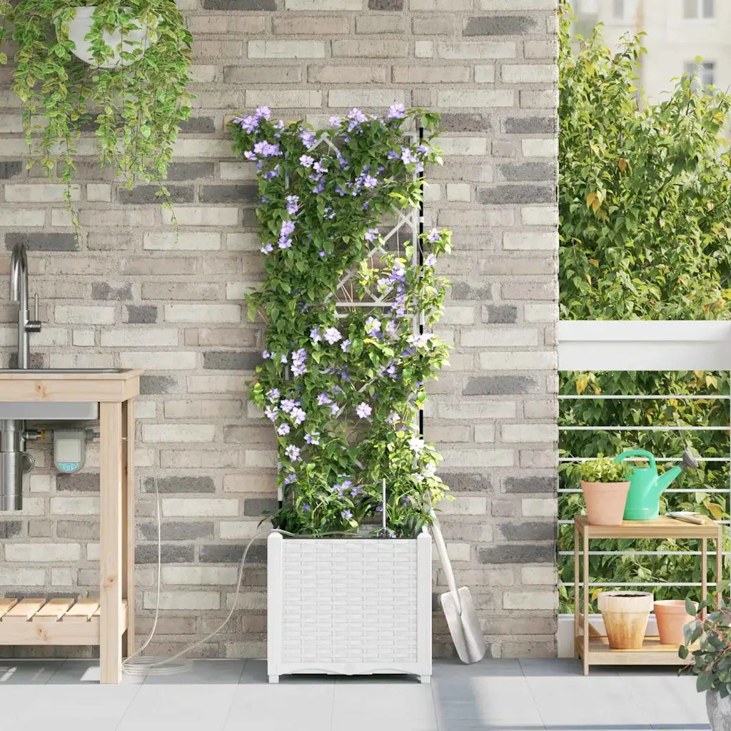Fioriere | Cassetta per fiori | Vaso da giardino Bianco 40 x 40 x 142 cm Plastica