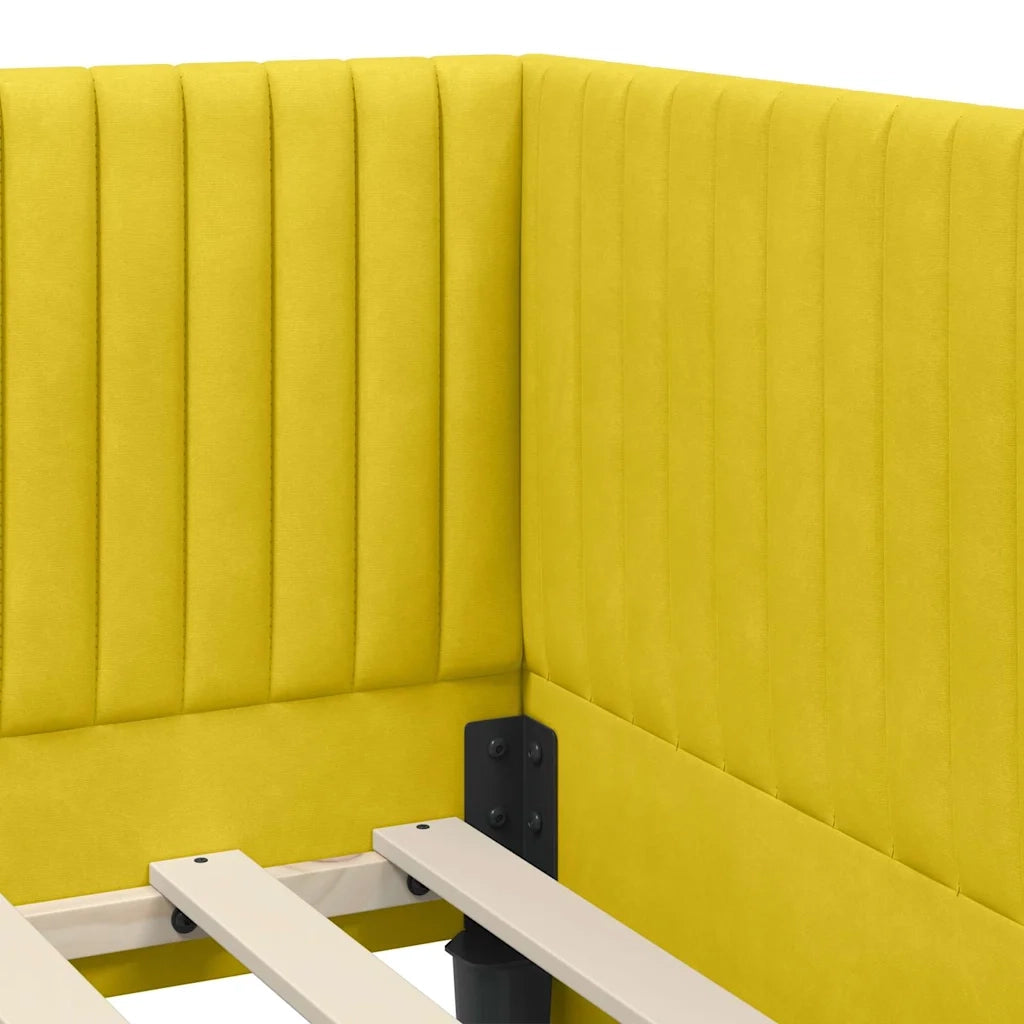 Cornice del letto ad angolo Giallo 90 cm x 190 cm Velluto 42016262