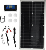 Kit di Pannelli Solari 100W Monocristallino Silicio - Kit di Ricarica Accu con Controller 30A - Per Camper, Barche, Aeroplani, Satelliti, Stazioni Spaziali e Agricoltura Esterna.