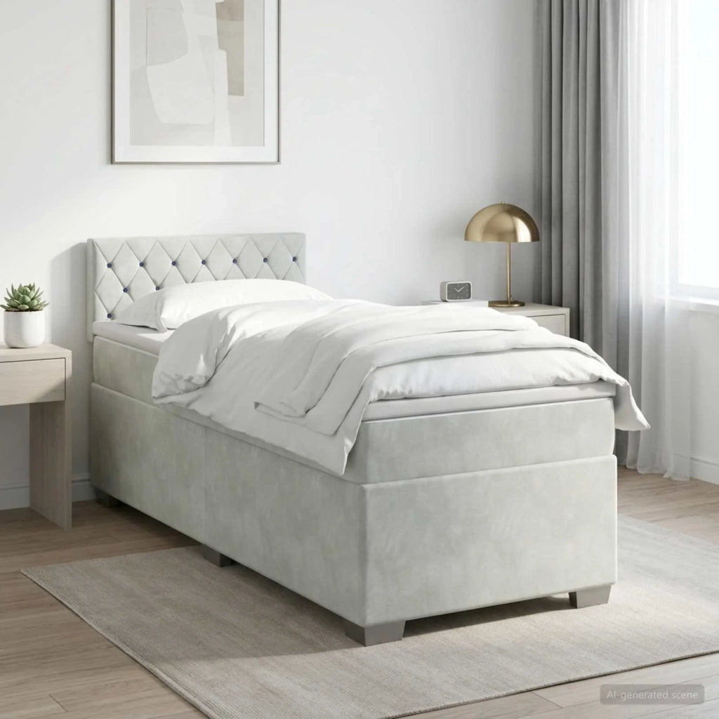 Letto box spring con materasso Grigio Chiaro 90 x 200 cm 3450632