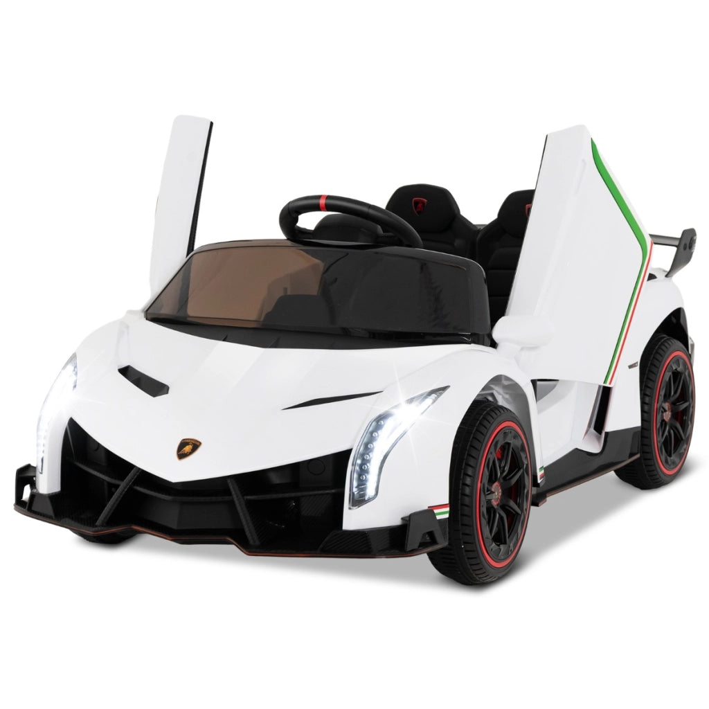 Auto sportiva elettrica per bambini con licenza lamborghini 4WD telecomando 2,4g luci LED, Giocattolo elettrico Bianco