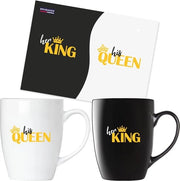 Set di Tazze da Caffè per Coppie - Design Reale - 300 ml Tazze da Caffè in Confezione Regalo - Ideale per San Valentino e Matrimonio