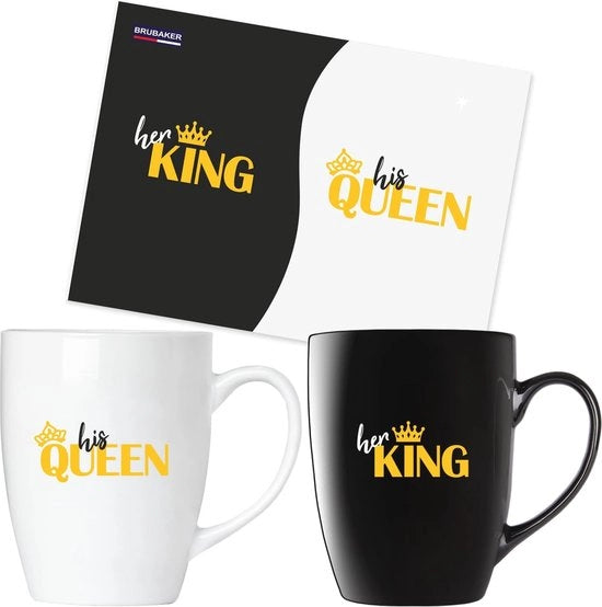 Set di Tazze da Caffè per Coppie - Design Reale - 300 ml Tazze da Caffè in Confezione Regalo - Ideale per San Valentino e Matrimonio