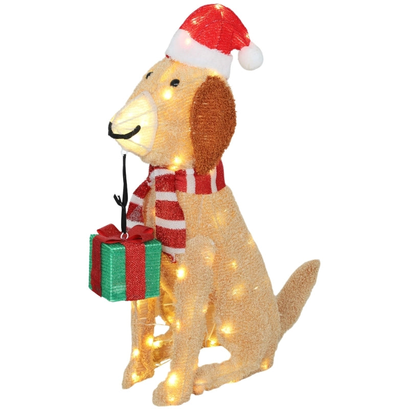 Decorazione natalizia, cucciolo di Natale illuminato con 74 luci LED bianco caldo, 64 x 20 x 70 cm, giallo