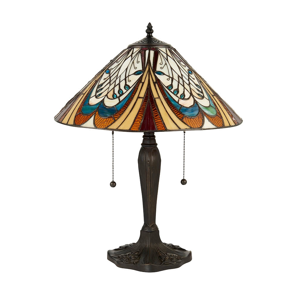 Lampada da tavolo Tiffany Hector vetro 2xE27 dimmer