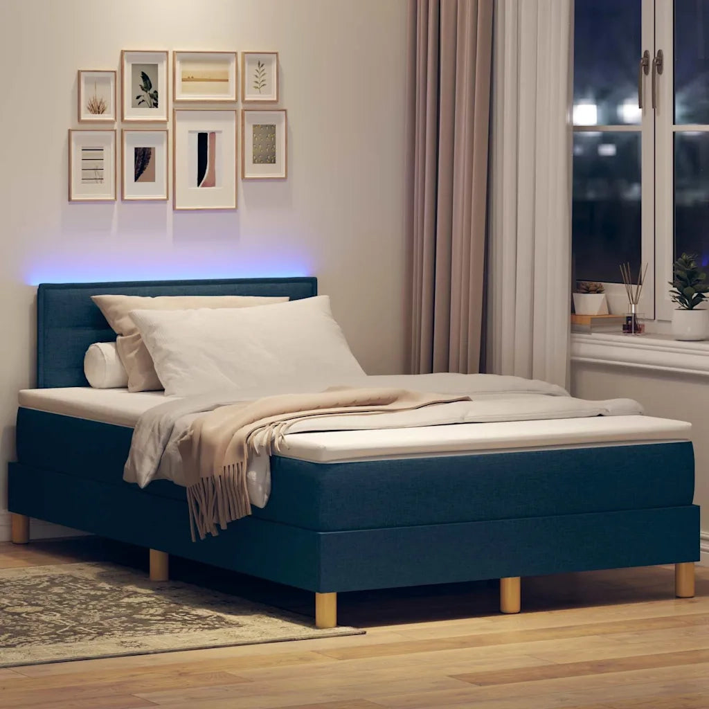 Letto a Sorgente LED con strisce LED Blu 120 x 200 cm Tessuto 3342358