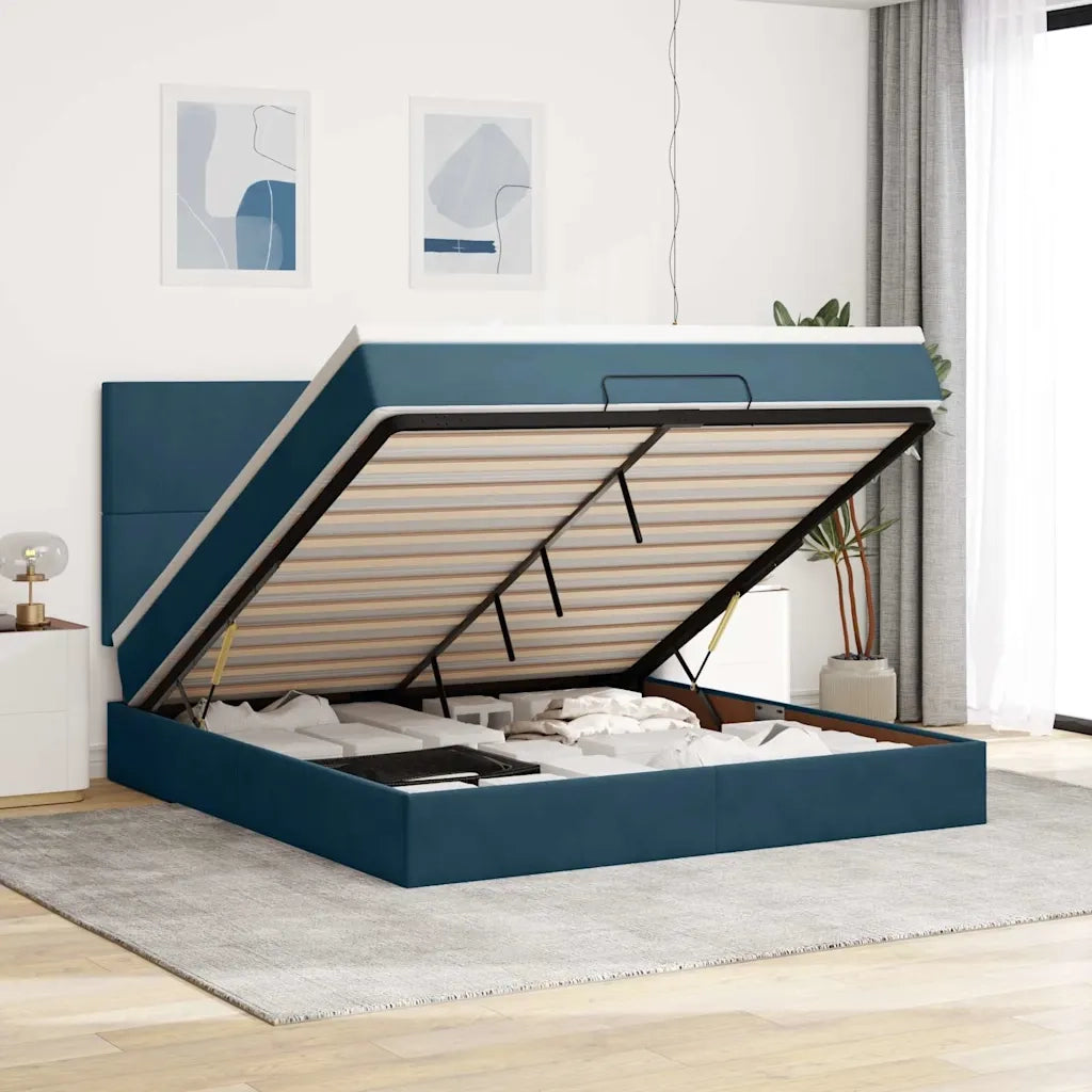 Struttura Letto Pouf con Materassi 160x200 cm Velluto 3314262
