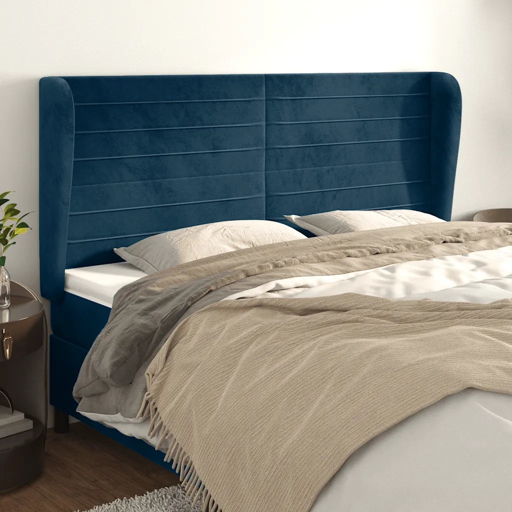 Testiera ad Orecchio Blu Scuro 203x23x118/128 cm in Velluto 3118166