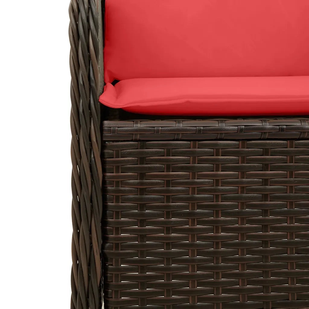 Panchina da giardino reclinabile con Cuscini in Polyrattan Marrone 368961