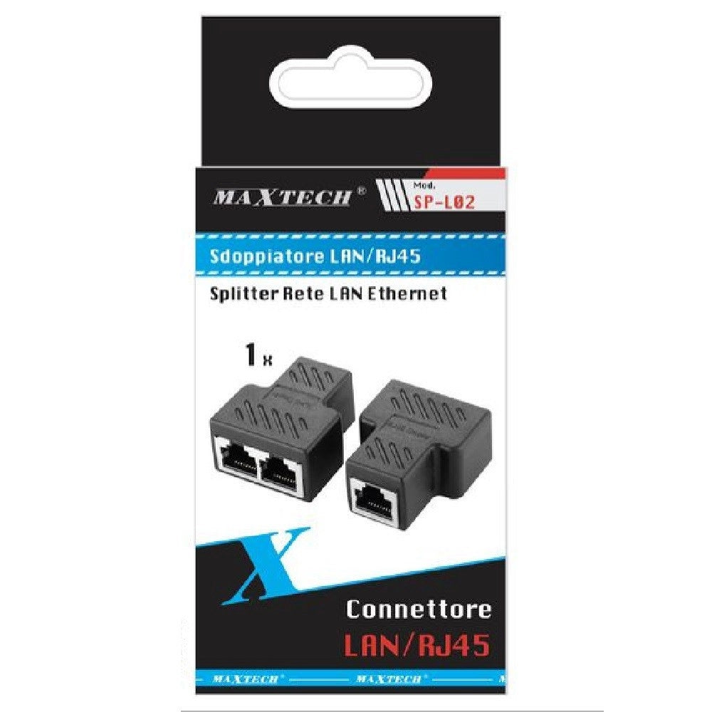 Trade Shop - Adattatore Rj45 Splitter Convertitore Lan Da 1 A 2 Porte Doppio Maxtech Sp-l02 -