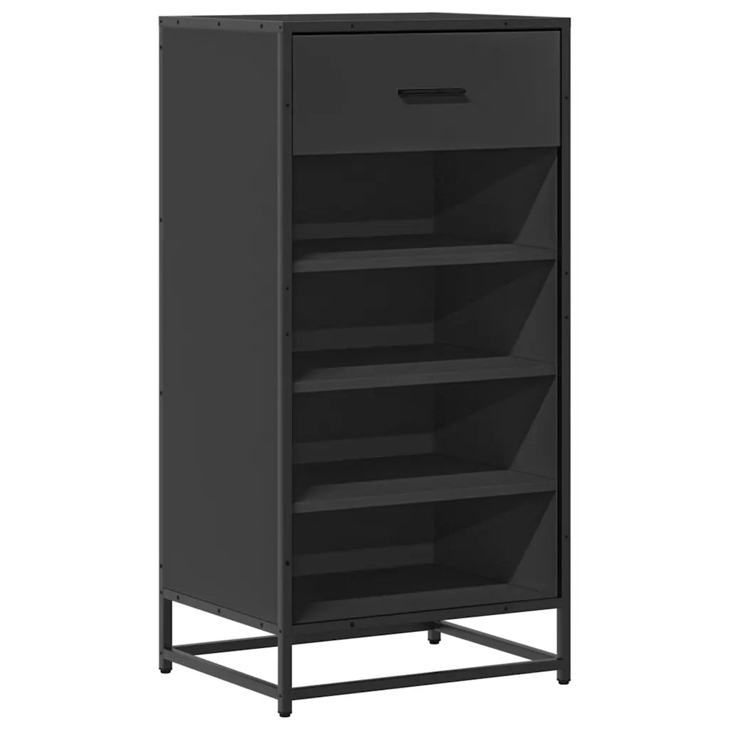 Scarpiera | Mobile per scarpe Nera 48x38x97,5 cm in Legno Multistrato