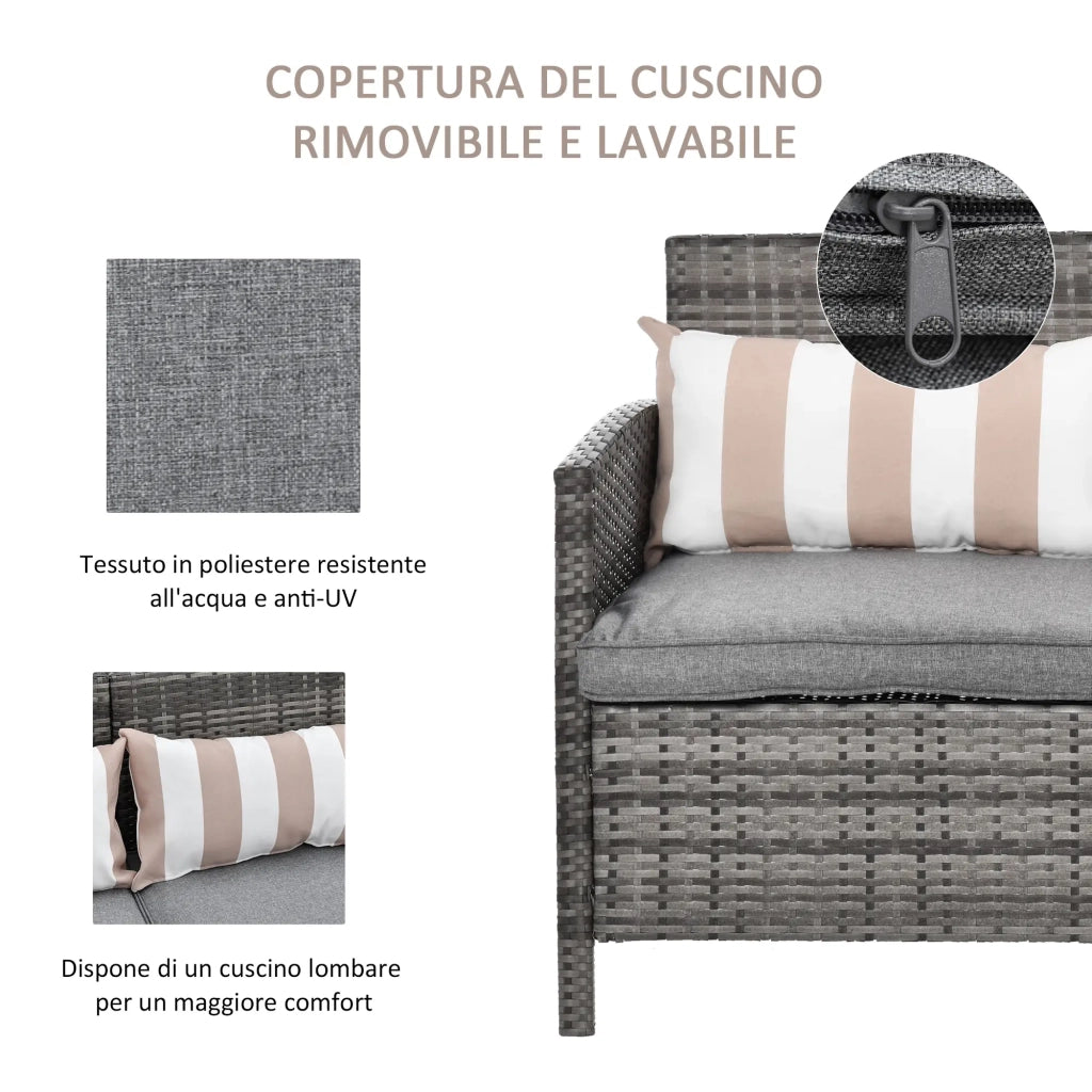 Divano da Giardino 3 Posti 173x68x78 cm  Reginald