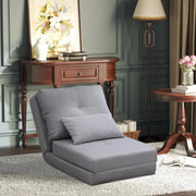 POLTRONA LETTO 3 IN 1 CONVERTIBILE IN CHAISE LONGUE E DIVANO DA TERRA CON 2 CUSCINI, GRIGIO CHIARO