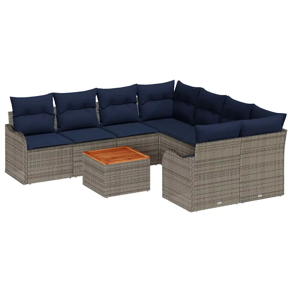 Set Divano da Giardino 9 pz Grigio polyrattan 3347437