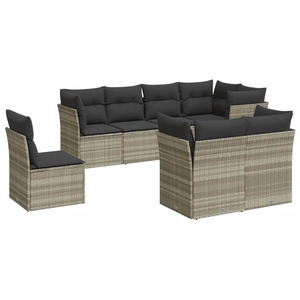 Set Divano da Giardino 8pz con Cuscini Grigio Chiaro Polyrattan 3249771