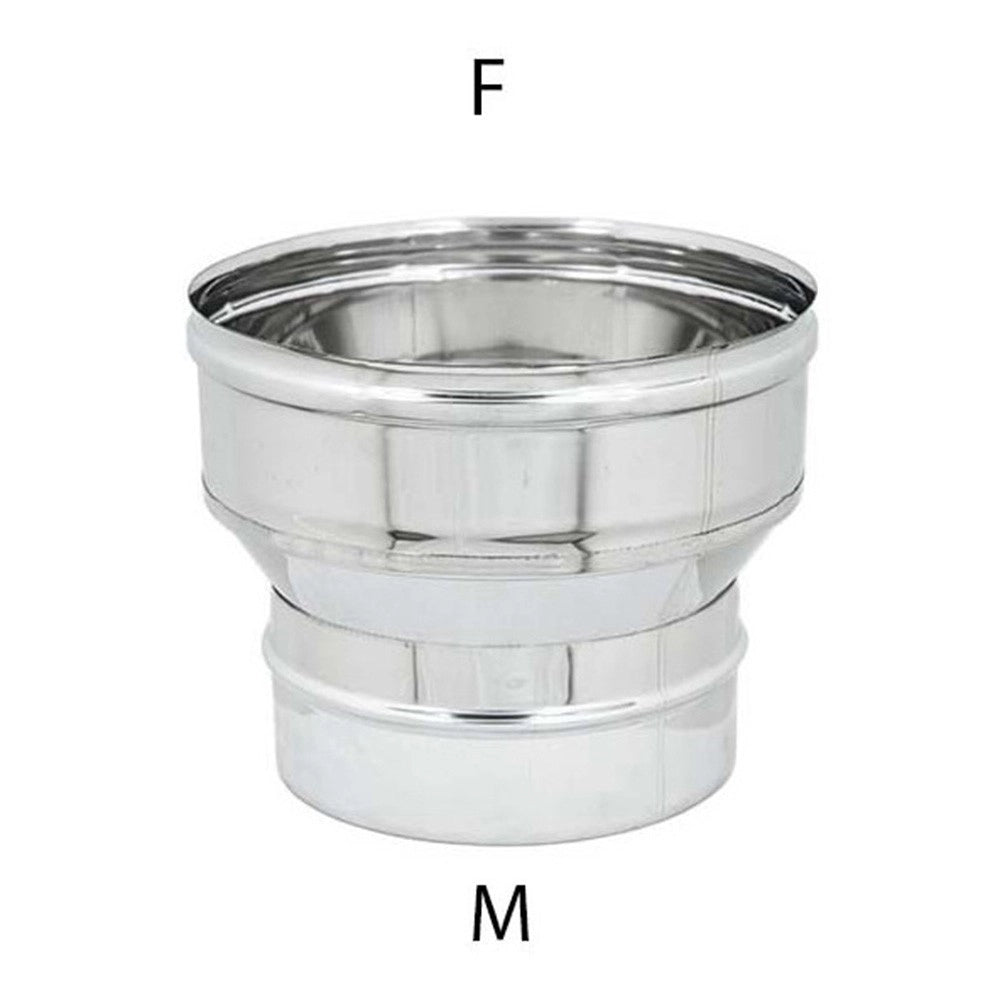 Aumento inox da m 80 a f variabile spessore 6 decimi aisi 304, diametro 100mm