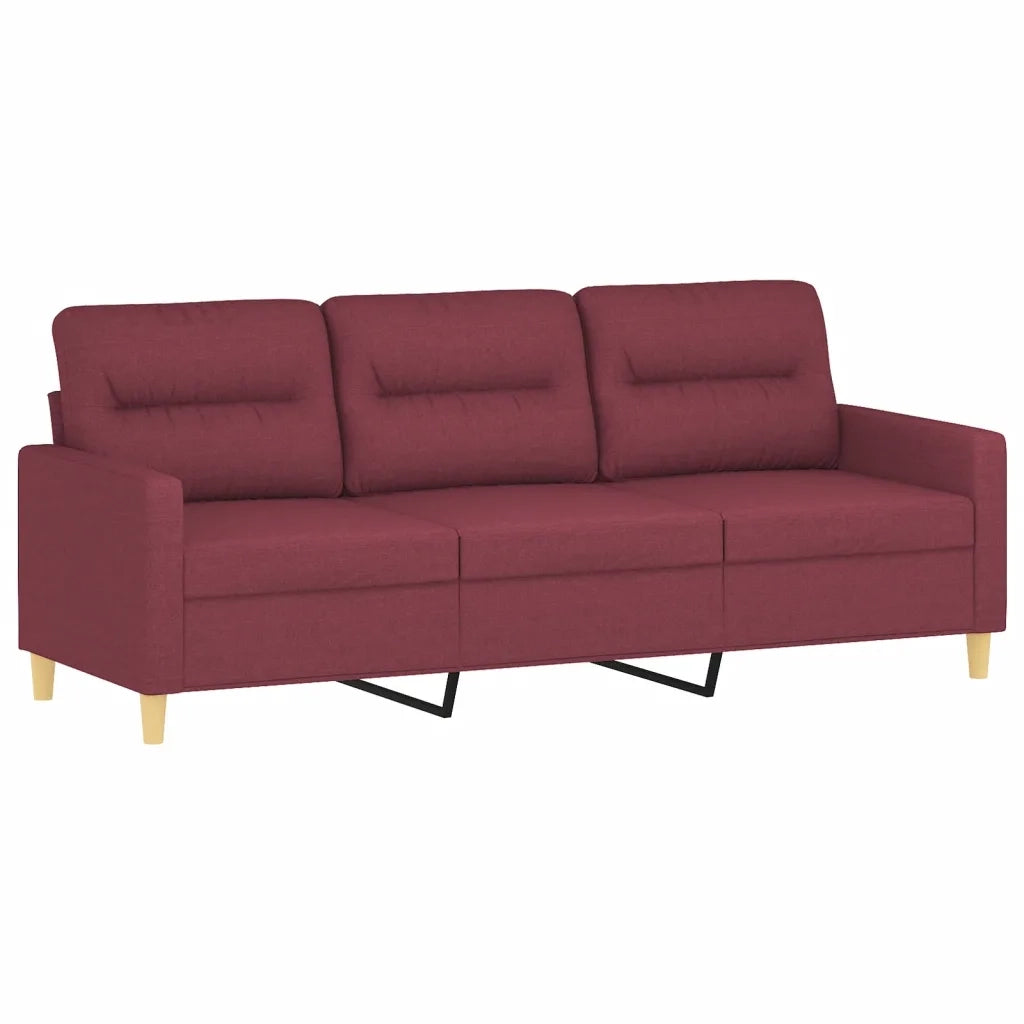 Set di Divani 3 pz con Cuscini Rosso Vino in Tessuto 3201614