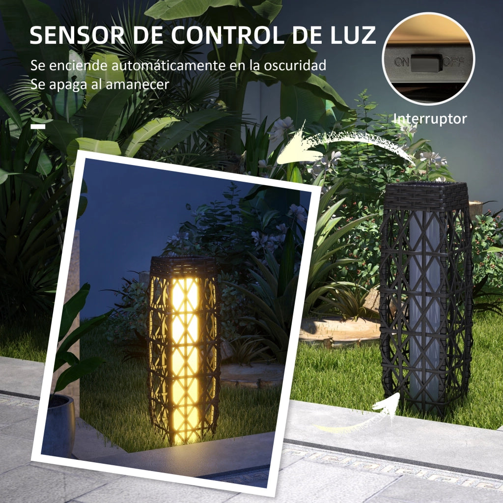 Lampada Solare Rattan Sintetico LED Automatica ¨C Xylo ¨C Grigio 20x20x68cm