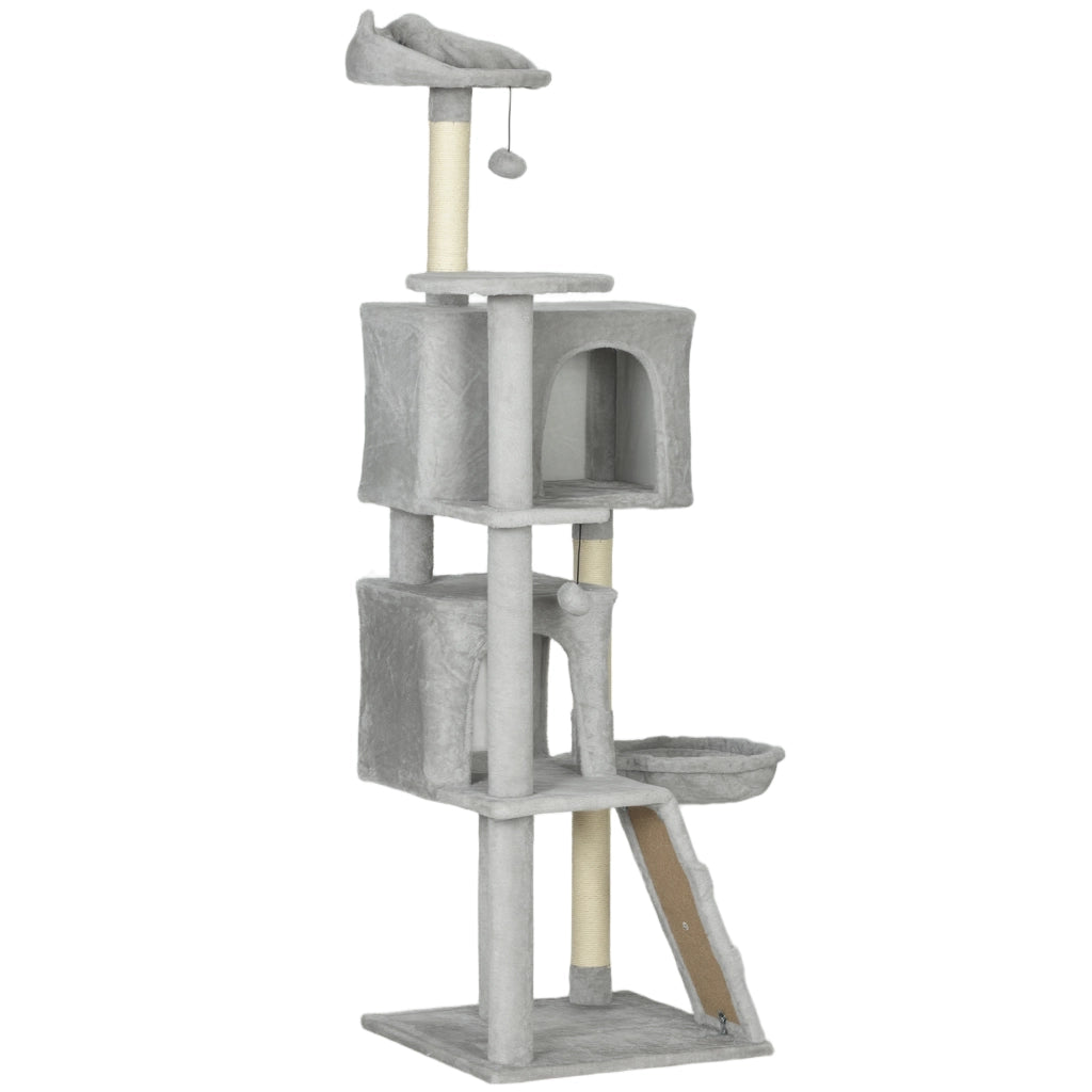 Tiragraffi per Gatti con Letto e Piattaforme ¨C zephmum ¨C Grigio Chiaro