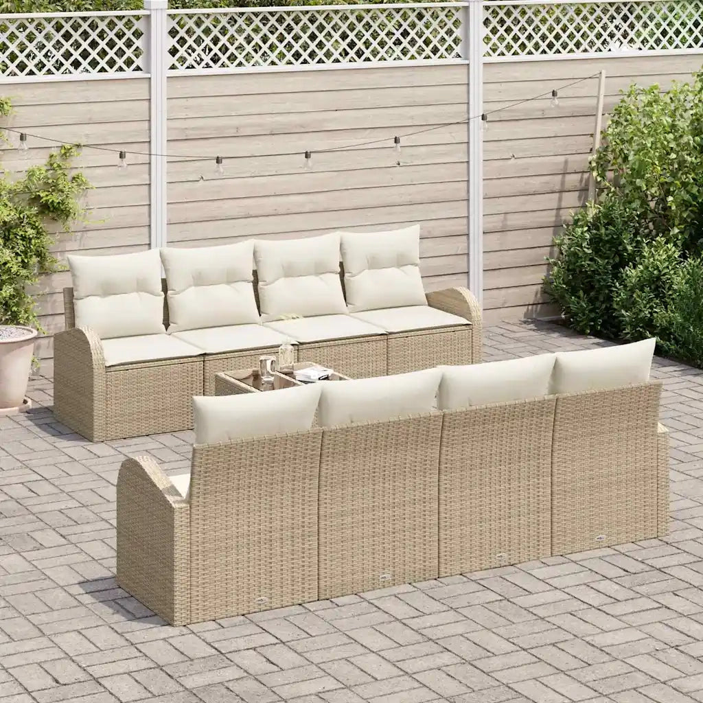 Set Divano da Giardino Beige 55 x 55 x 37 cm polyrattan 3345971