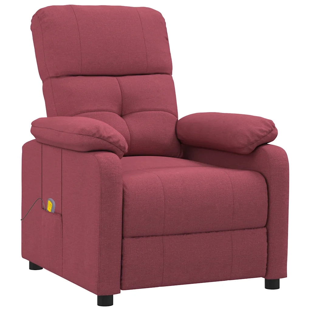 Poltrona Massaggiante Elettrica Rosso Vino in Tessuto 289675