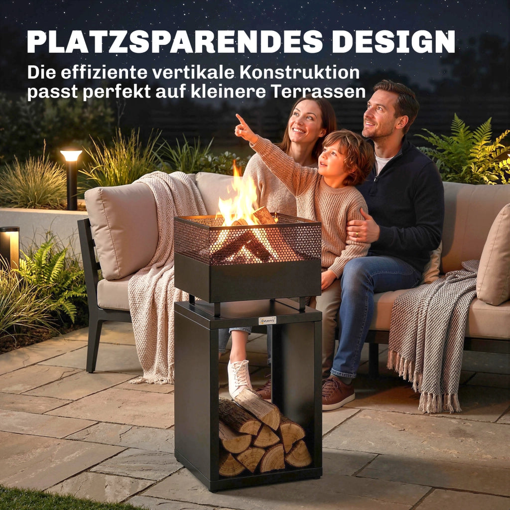 Feuerschale ¨C Minimal ¨C 39x39x87 cm, Schwarz