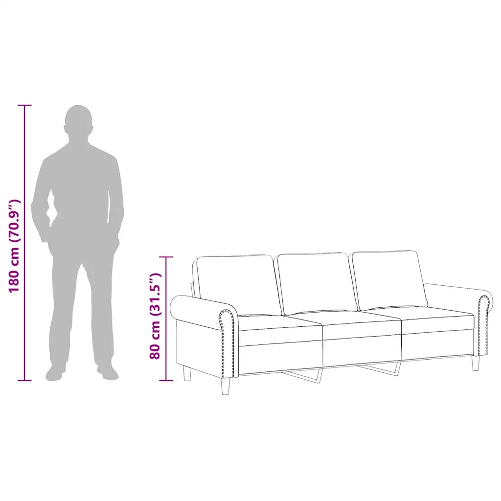 Divano a 3 Posti Marrone 180 cm in Velluto 359546