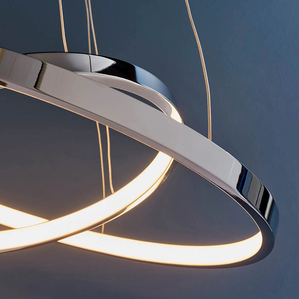 Lampada a sospensione LED anelli cromo 28W Endon KLINE