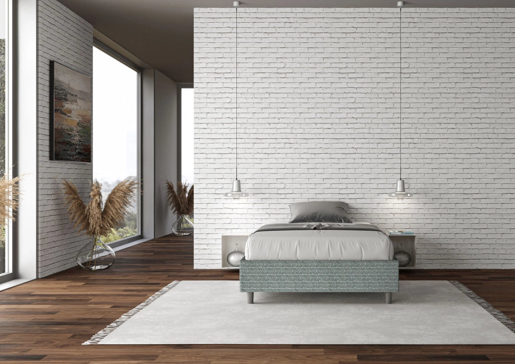 Letto 1 Piazza e Mezzo Sommier 120x210 cm con Rete Azelia Aragona 7 Azzurro