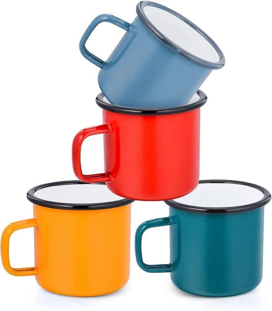 Set di tazze da caffè da 4 - 350 ml - Rosso/Blu/Verde/Giallo