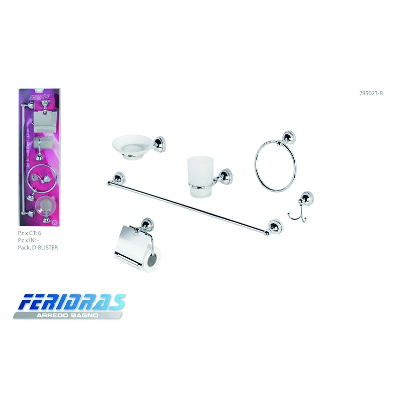 SET 6 ACCESSORI BAGNO NOVA CROMO / VETRO