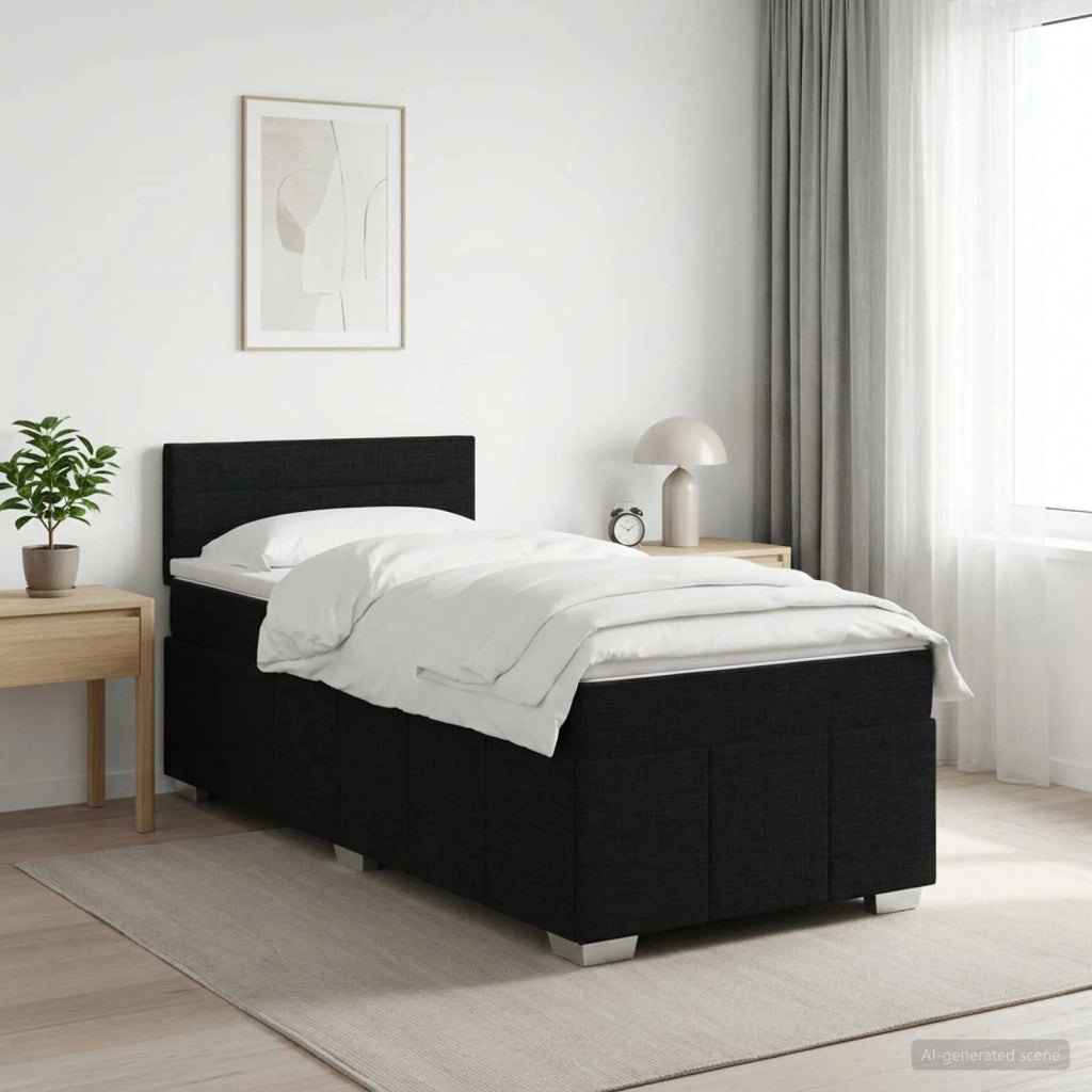 Letto box spring con materasso Nero 90 x 200 cm Tessuto 3451117