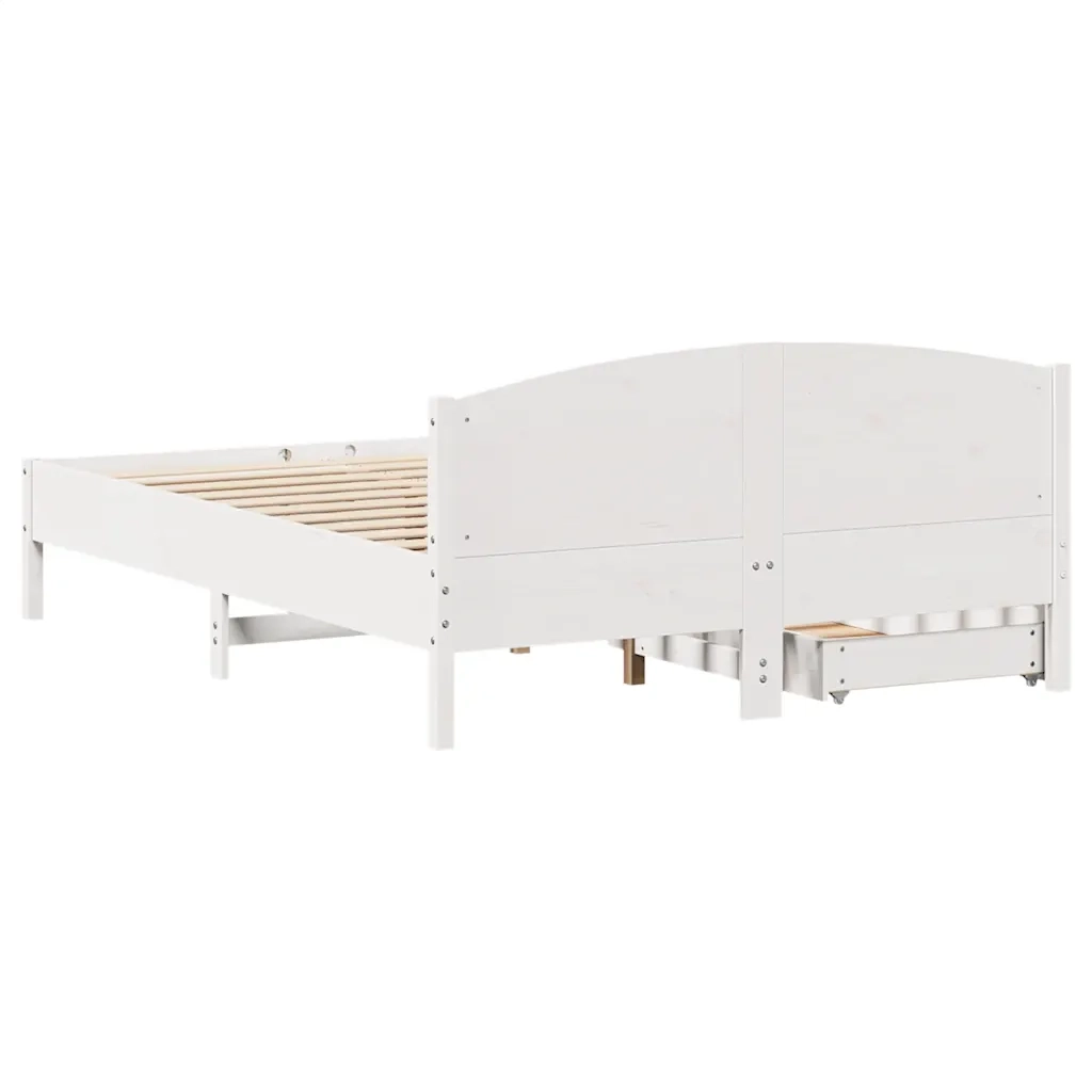 Letto senza Materasso-Struttura Letto Bianco 135x190 cm Legno Massello di Pino 438474