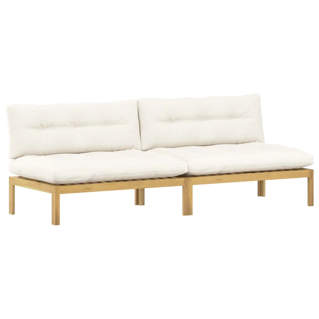 Unità Divano Centrale Acacia Chiaro e Bianco Crema 3418152