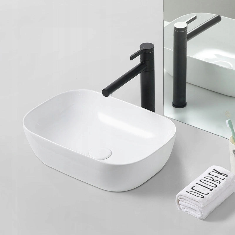 LAVABO DA APPOGGIO RETTANGOLARE IN CERAMICA DA POSARE SUL PIANO DI LAVORO BIANCO 41x31 CM