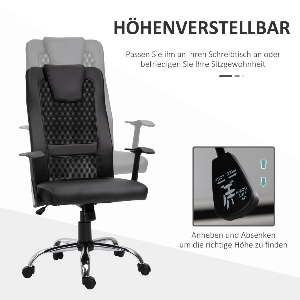 SEDIA DA UFFICIO Ergonomica 66x73x108-118 cm Similpelle Nera