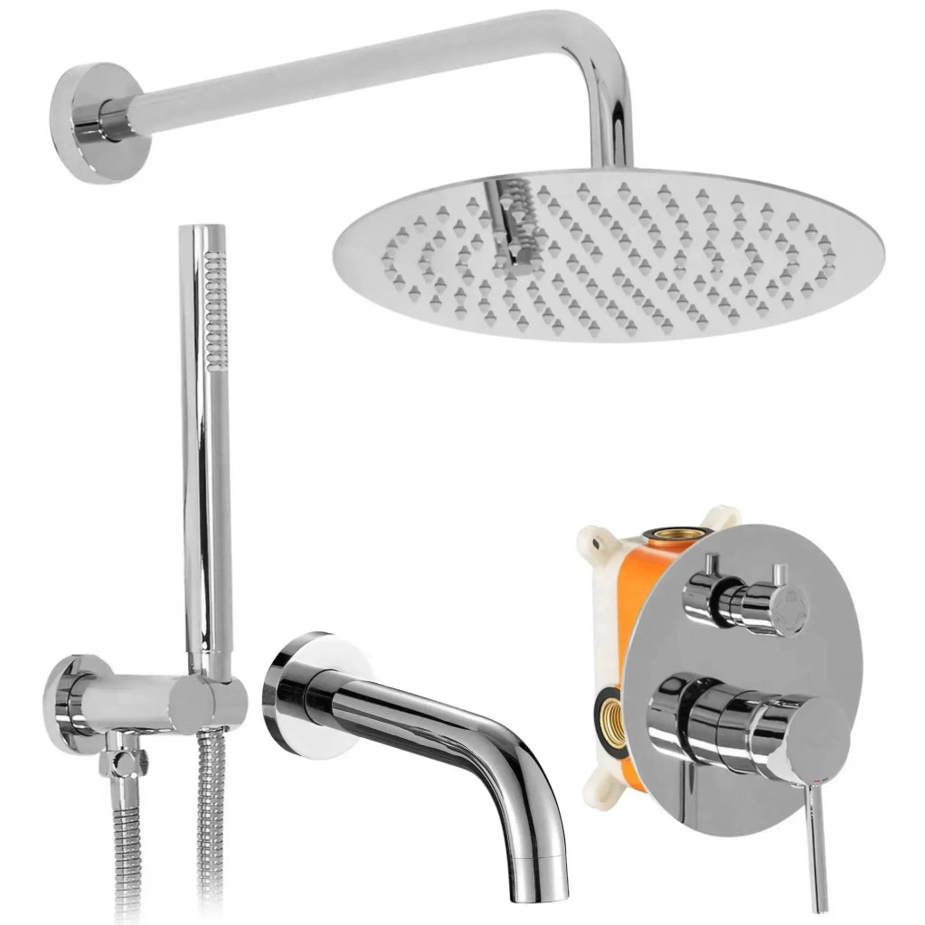 Set Da Vasca-doccia Da Incasso Rea Lungo Chrome + Box